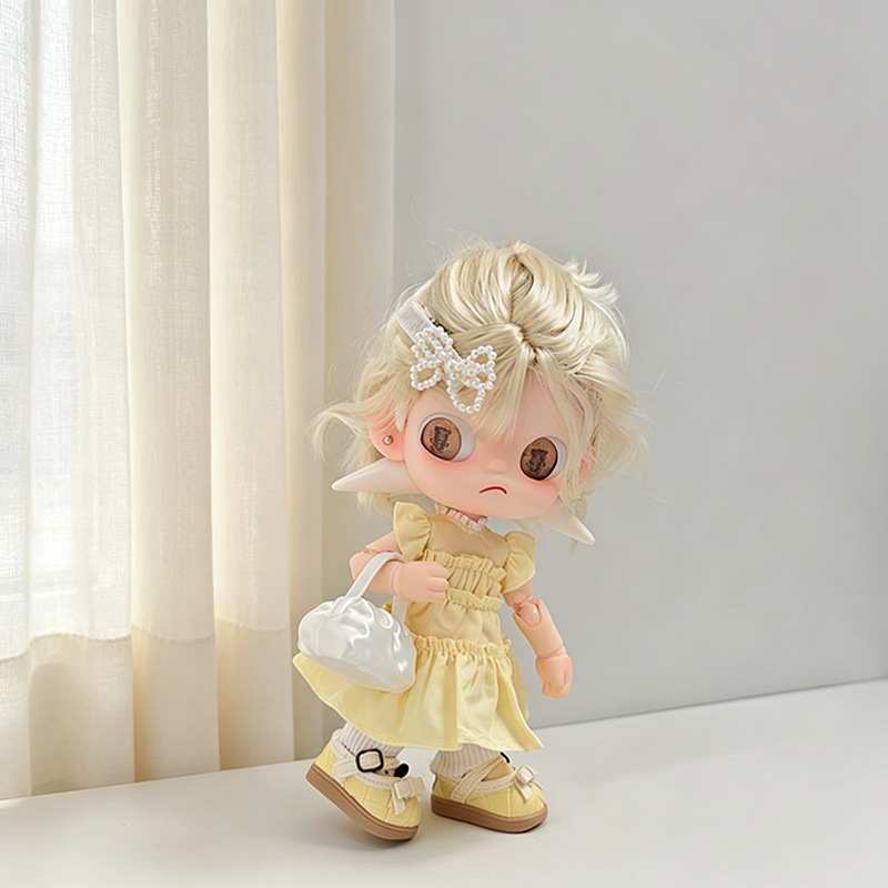 Clip In Hair Piece - 5Pcs Doll Outfit Set Lemon Yellow